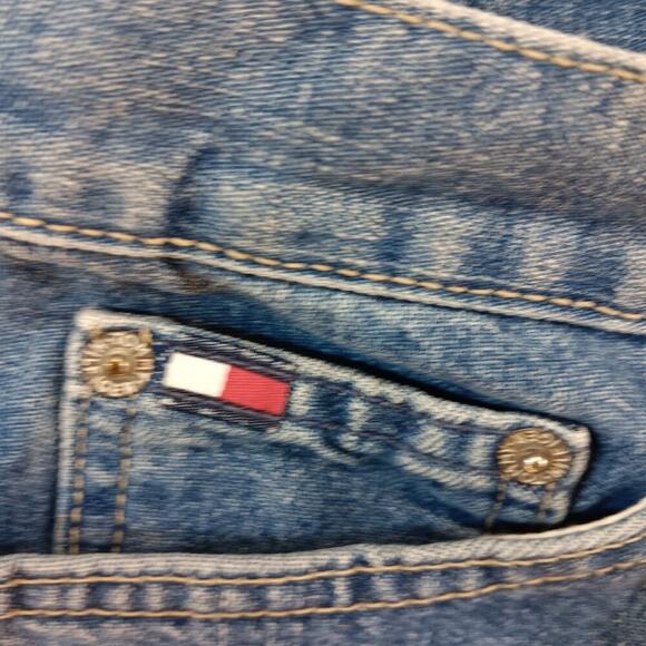 Tommy Hilfiger Women's Blue Denim Jean Shorts Size 4 Y2K Vintage Cutoff - Picture 2 of 9